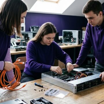 Étudiants en bachelor informatique en séance pratique, une étape vers leurs débouchés dès Bac+3